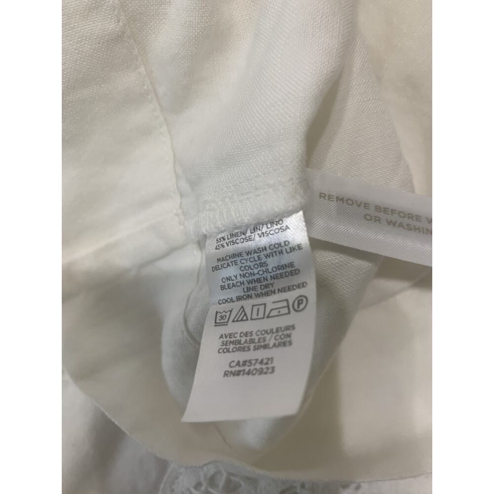 Loft Dress Womens Size 12 White Linen Blend Sleeveless Button Front Beachy Vacay - Picture 8 of 10